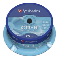 CD-R VERBATIM 80MN 700MB SPINDEL 25 ST/FP