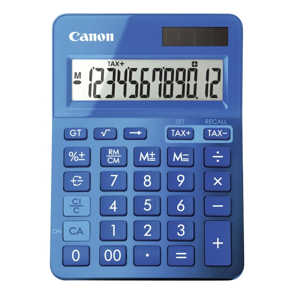 Calculadora de secretária CANON LS-123K de 12 dígitos cor azul metálico